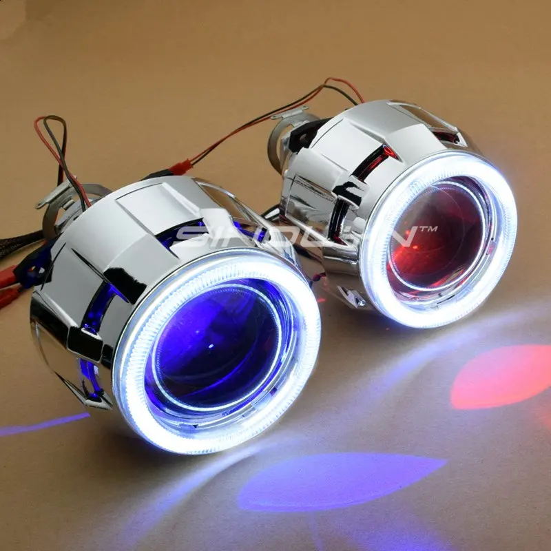 Sinolyn COB 천사 눈 2.5 Bi 크세논 프로젝터 렌즈 LED 악마 러닝 라이트 자동차 렌즈 H4 H7 헤드 라이트 HID 풀 키트 자동차 제품