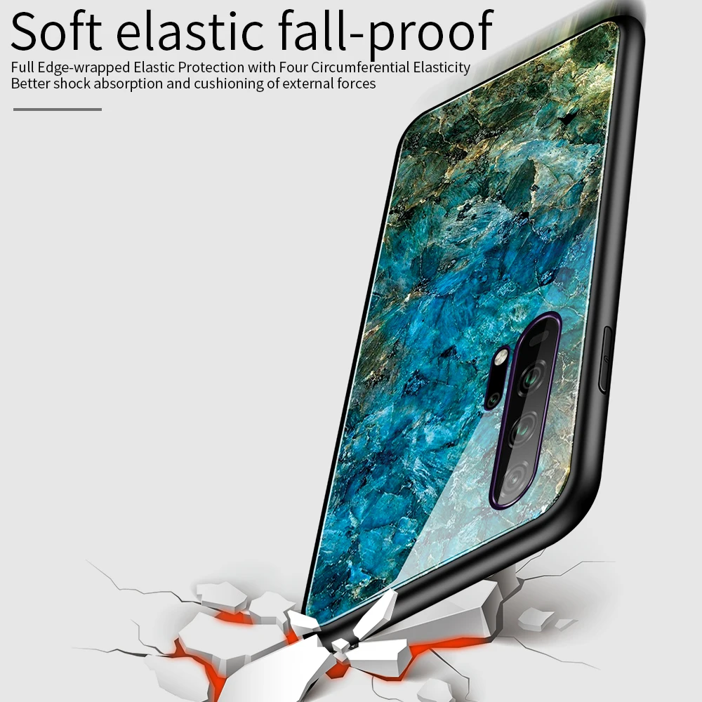 For Huawei Honor 20 Pro Case Luxury Marble Grain Gradient Hard Tempered Glass Protective Back Cover Case for huawei honor 10i 20