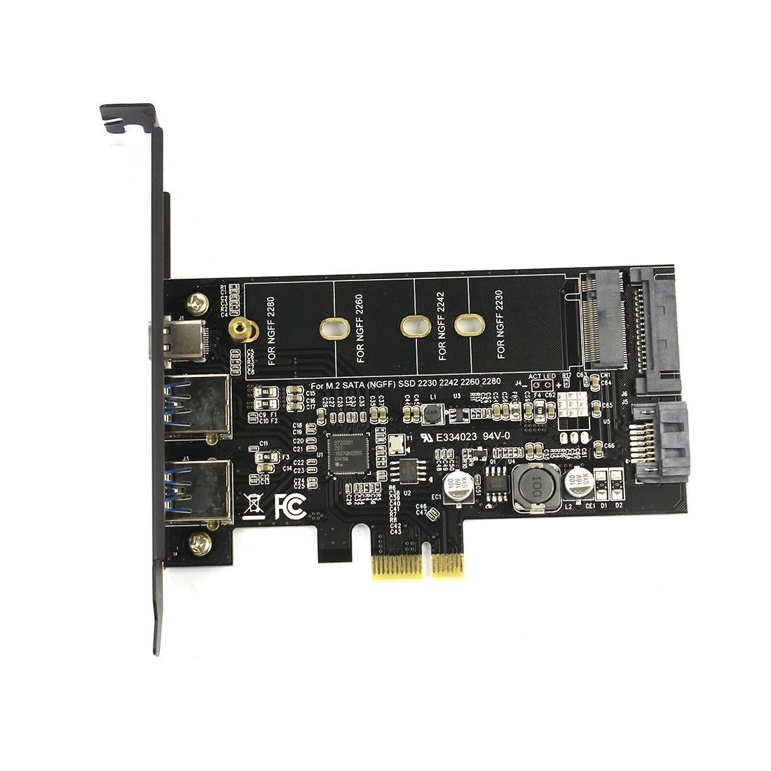 Dual USB3.0 1 puerto de tipo-c M.2 adaptador PCIe M2 SSD SATA B clave PCI-E 3,0 controlador de convertidor para NGFF 2280, 2260, 2242, 2230