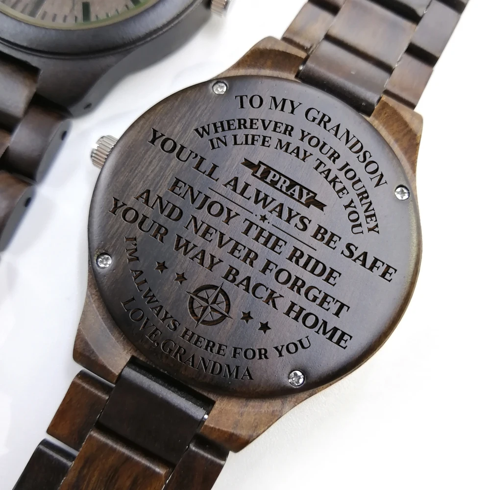 TO MY GRANDSON WOODEN WATCH AS BIRTHDAY GIFT MEANINGFUL LUXURY WATCH