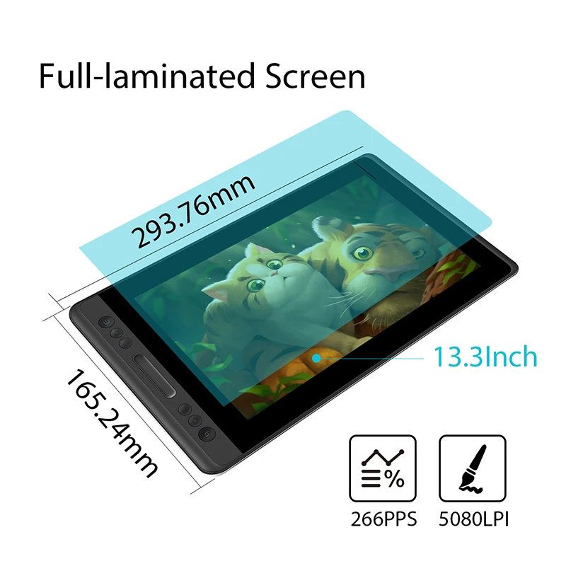 Imagem -05 - Mesa Digitalizadora Huion Kamvas Pro 13 Animação de Monitor de Mesa Gráfica com Suporte de Inclinação sem Bateria Stylus 8192 Níveis Caneta Ecrã Completo Laminado de 133 Polegadas para Linux Macos Windows Chromeos