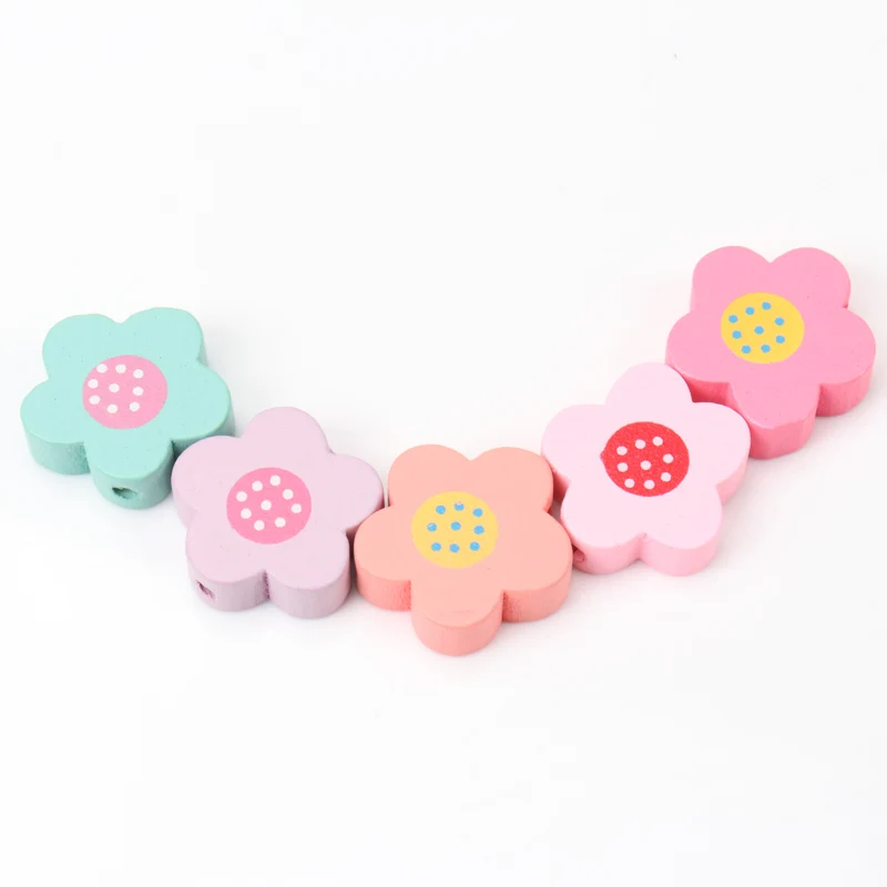 Flower Mix New Natural Wooden Spacer Beads For Decoration Handmade Jewelry Making DIY Accessory 20mm 20pcs