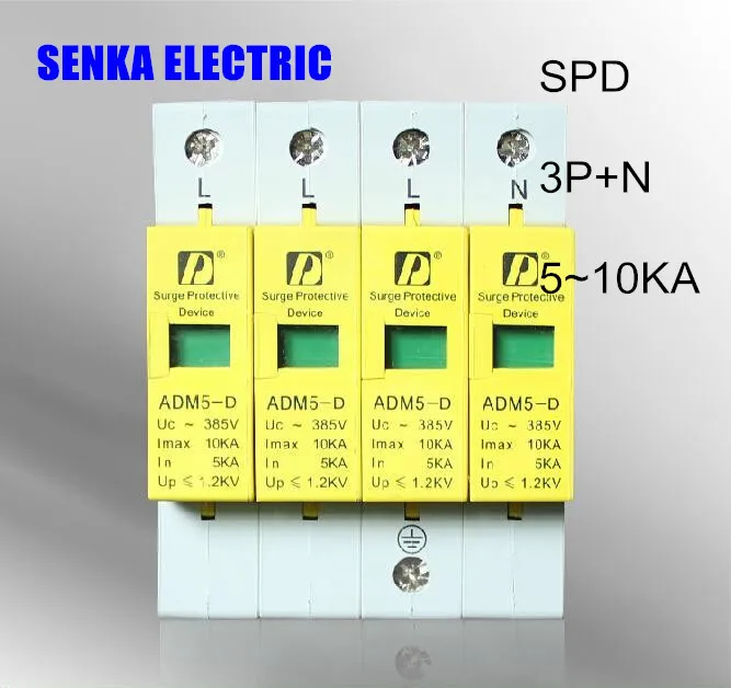 

Устройство защиты от перенапряжения SPD 3P + N 5-10KA, электрический стабилизатор напряжения, D ~ 385 в переменного тока