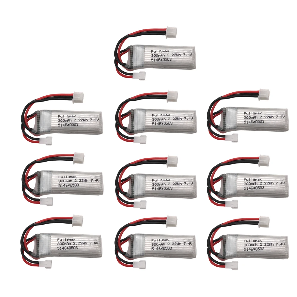 10pcs 7.4V 300mAh 30c Li-Po Battery For WLtoys F959 XK A600 Airplane Spare Parts RC Drone Car