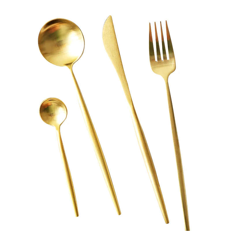 

Gold Cutlery Set 24pcs 18/8 Stainless Steel Dinner Knife Fork Tablespoon Teaspoon Tableware Sets for Restaurant Kitchen Tools