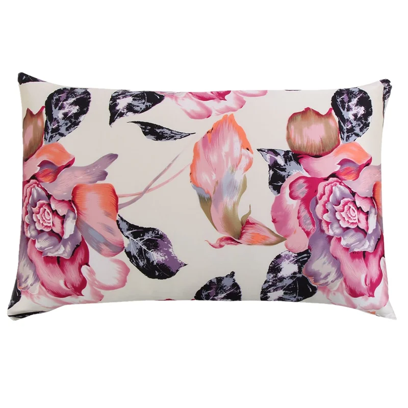 Silk Zipper Pillowcase 1pc 100% Nature Mulberry Silk Printed Color Floral Pillow Case Custom-size Standard Queen King