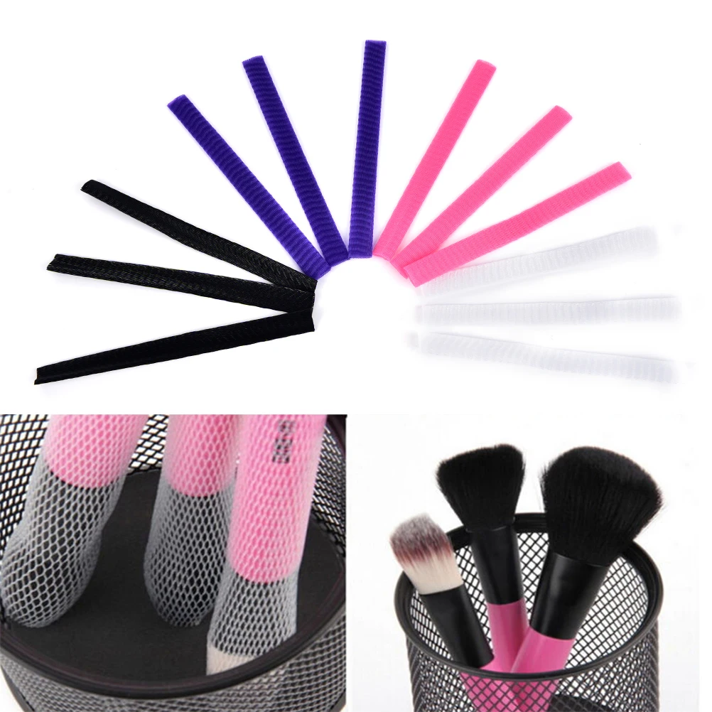 10 Pieces Makeup Brushes Net Protector Guard Elastic Mesh Beauty Make Up Cosmetic Brush Pen Cover Wholesale