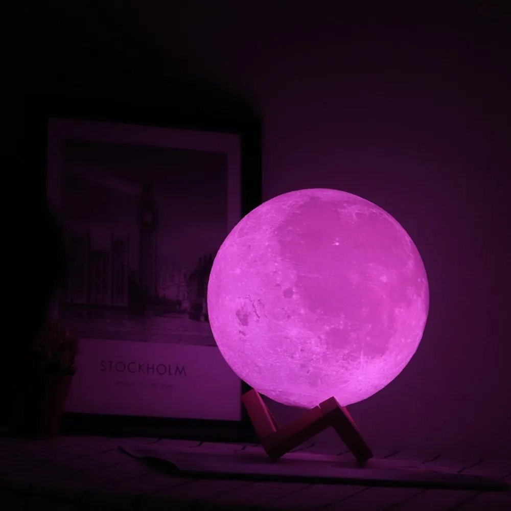 Dropship 3D Print Moon Lamp Moonlight Colorful Touch USB Led Night Light Rechargeable Nightlight Home Decor Creative Gift