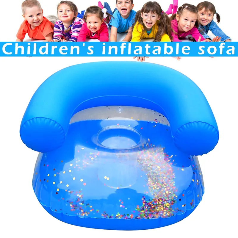 Kids Inflatable Sofa Baby Sitting Chair Sequin Kids Bath Learning Seat Pool Float Seat Accessories Swimming Ring Summer Beach