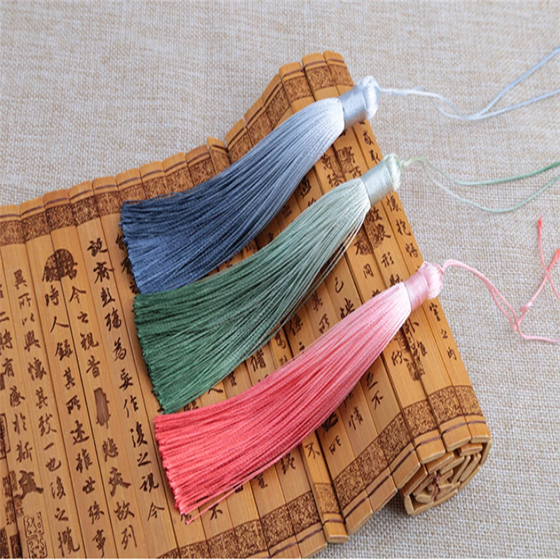 2pcs/lot 12cm gradient color long exquisite rayon silk tassel jewelry making diy tassels chinese knot fringe jewelry findings