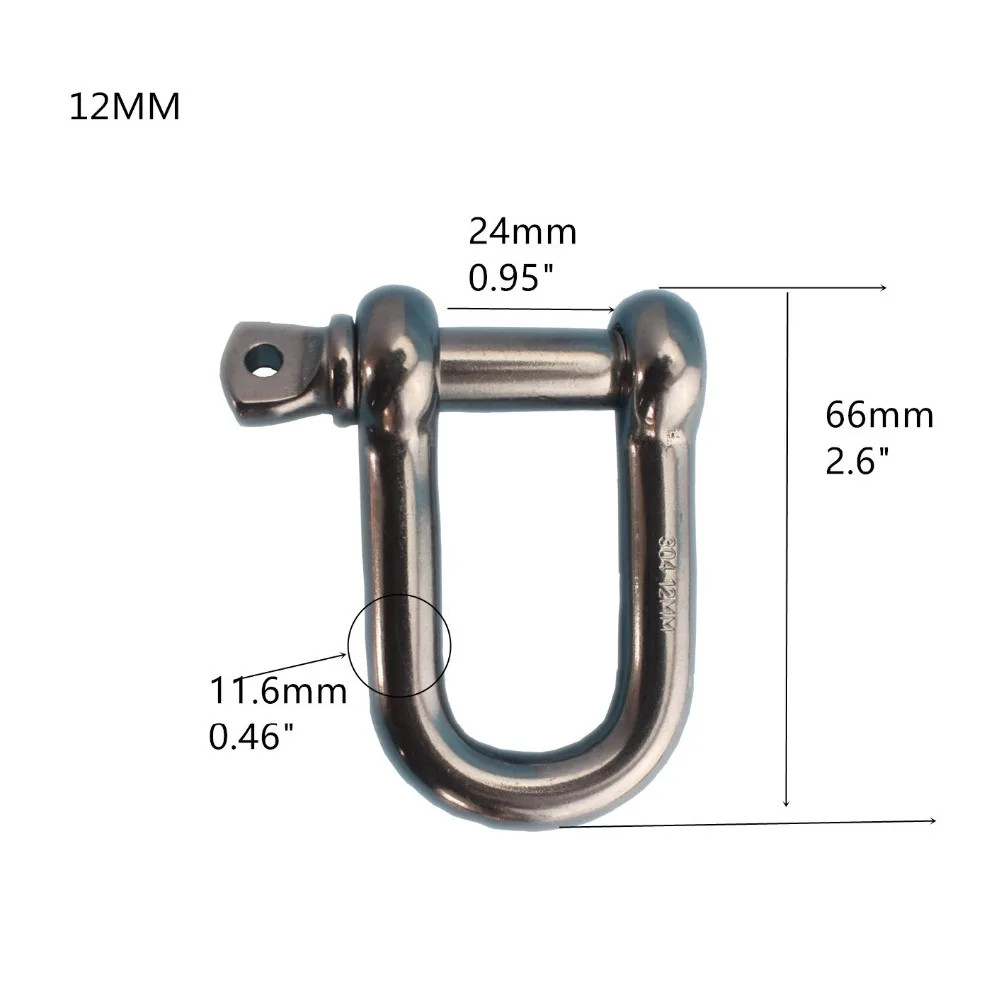 

10 pieces per lot Stainless Steel U Shape Shackles (M12) with Screw Pin for Paracord Bracelets Boating Anchor Accessories