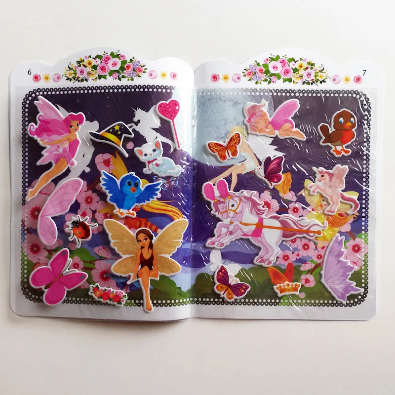 4 Pcs Princess Sticker Books for Girls/Children/Kids 3D Bubble Stickers Fun DIY Book