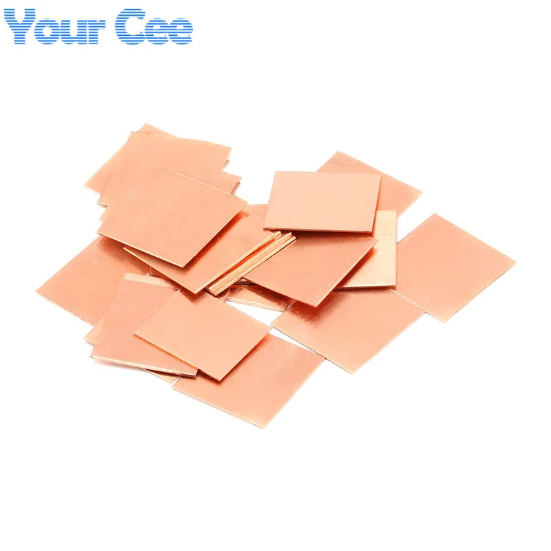 10pcs 15mmx15mm 0.3mm 0.5mm 0.8mm 1mm 1.2mm 1.5mm 2.0mm 두꺼운 방열판 구리 심 열 패드 노트북 IC 칩셋 GPU CPU용