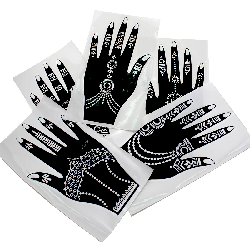 10pcs Hand Henna Tattoo Stencils For Body Paint,Flower Glitter Airbrush Mehndi Henna Tatoo Templates Large Stencil 21*12cm