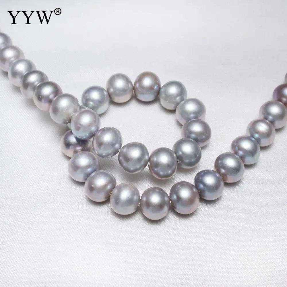 High Quality AAA Cultured Potato Freshwater Pearl Beads For DIY Necklace Bracelets Jewelry Making Grey 10-11mm Natural Pearls