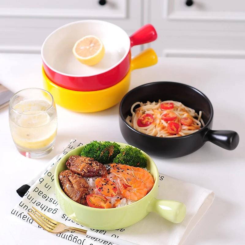 

Ceramic Tray with Handle, Soup Bowl, Baked Plate, Grilled Cheese, Big Tableware Series, Oven Dinner, Baked Dishes, Dinnerware