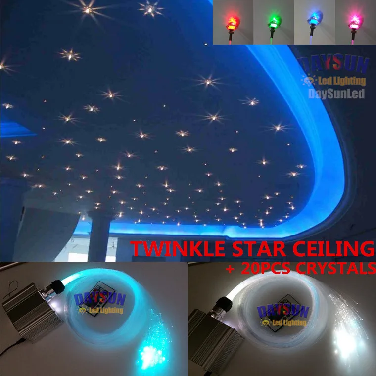 

RGBWLED Twinkle Star Ceiling Light 150pcs 0.75mm*4m + 20pcs 1mm*4m Fiber Cable + 20pcs Crystals RF Remote New Star Lights