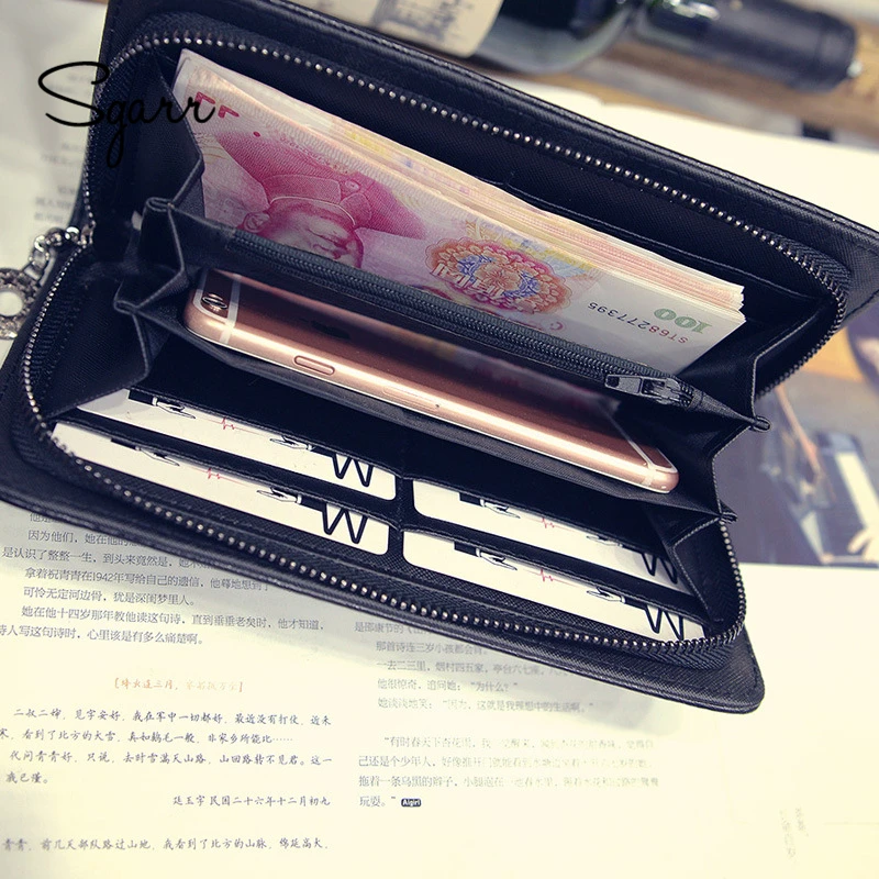 SGARR Women Famous Brand Wallet Luxury Long Wallets Female Leather Vintage Skull And Rivet Women Clutch Bag Designer Purses