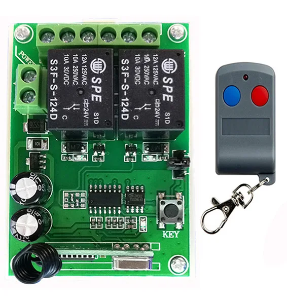 DC24V 2CH 2CH RF Fernbedienung Schalter System Sender + Empfänger 2ch relais smart home z-welle/lampe/fenster/Garage Türen