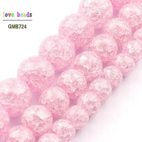 핑크 금이 간 석영 천연 돌 비즈 보석 만들기 6 8 10mm 크리스탈 라운드 비즈 Diy 팔찌 도매 Perles