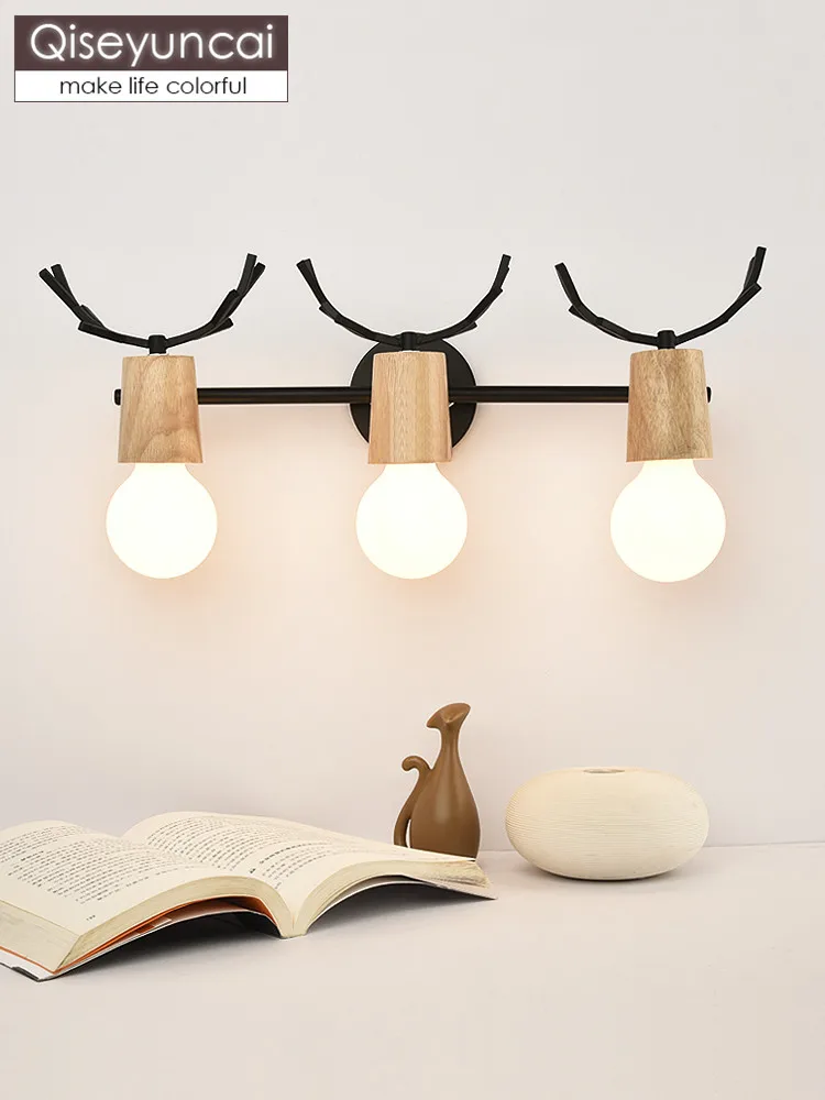 Qiseyuncai Nordic led creative antler wall lamp bathroom bathroom mirror cabinet dressing table dressing lighting