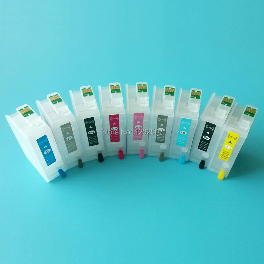 T1571-T1579 T157 9Colors Refillable Ciss Ink Cartridges With ARC Chip For Epson Stylus R3000 Photo Printer With Auto Reset Chips