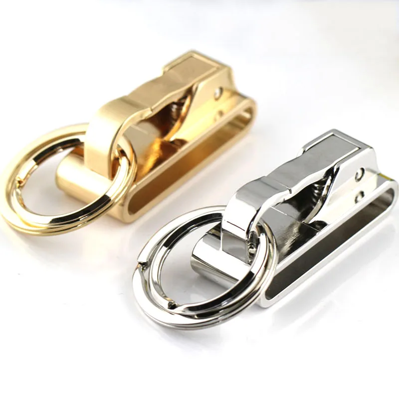 Belt Key Rings Buckle Clip for Belt Double Loops Car Keychain Key Fob Key Chain Ring Gold Silver Color Gift Box