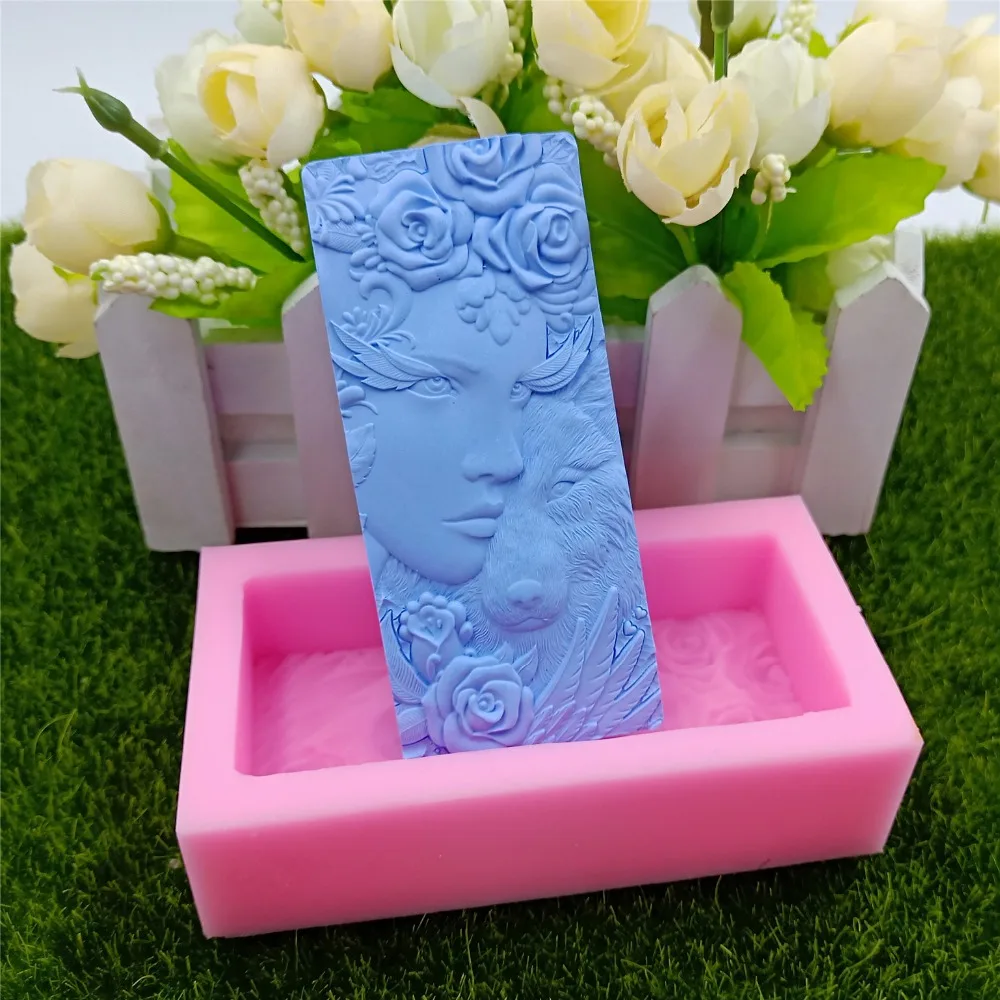 Great-Mold Man Wolf Bar Soap Mold DIY Natural Soap Silicone Mold Decorating Chocolate Cake Molds Craft Mould