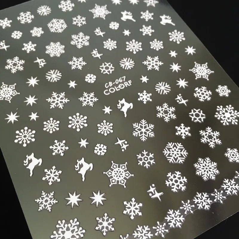 Newest CB sereis CB-67 snowflake Christmas 3d nail art sticker nail decal stamping export japan designs rhinestones  decorations