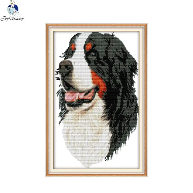 Joy sunday Bernese mountain dog,counted printed on fabric DMC 14CT 11CT Cross Stitch kits, embroidery needlework Home decor