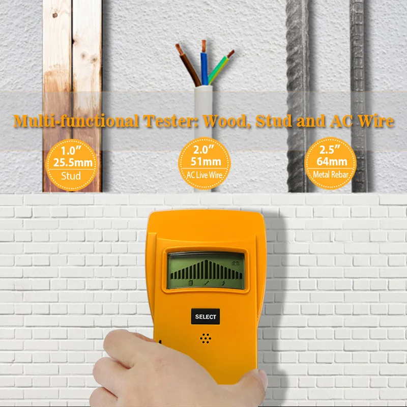 ALL SUN 3 in1 Metal Detector trova Meta lWood Studs tensione AC Live Wire Detect Wall Scanner Electric Finder Wall Detector TS79