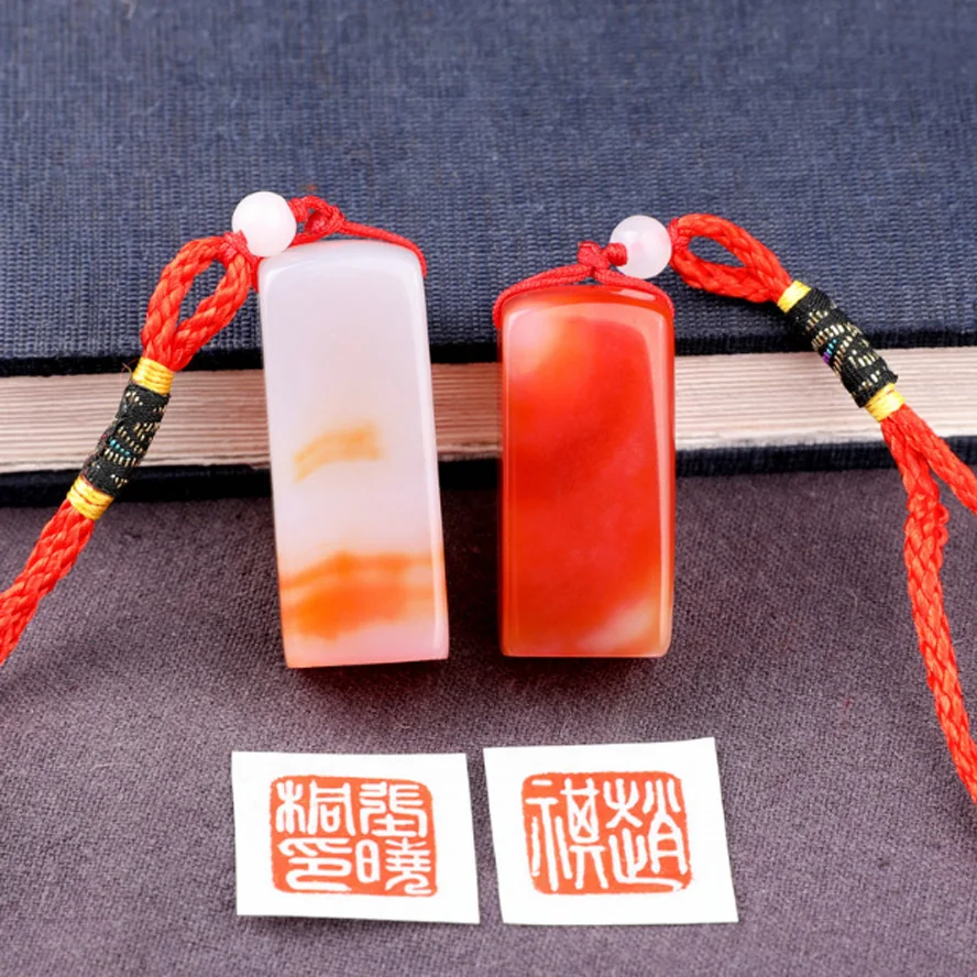 Red color Painting Stamp Seal Stone Handmade Carving Stone Sculpture Seal Stone For School Art Supplies