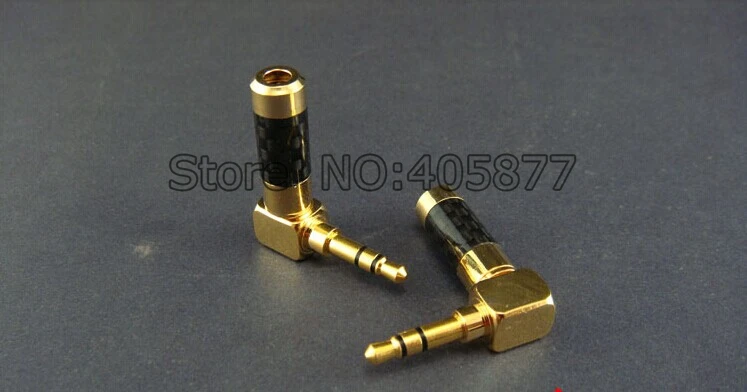 

4PCS Gold Plated 3.5mm Jack STEREO AUDIO Mini JACK Plug Right Angle Connector Carbon Fiber, diameter 6mm