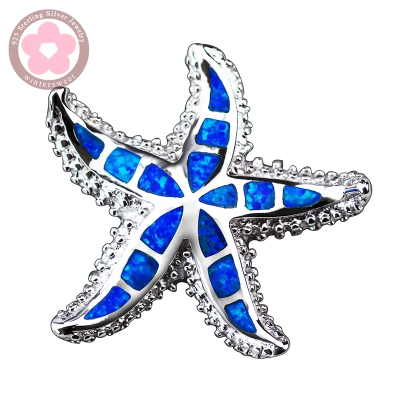 JLP129 Blue Opal Gem Pendant Sea Star Real  Pendant Fine Jewelry Fashion Necklace Pendants for Women & Men