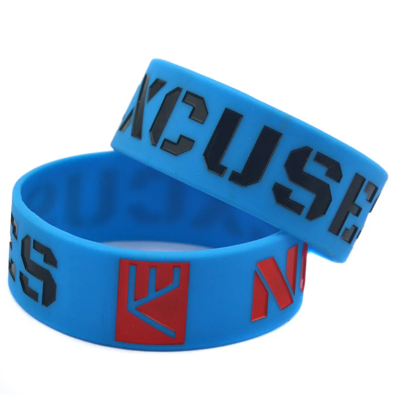 1 PC No Excuse Motivation Silicone Wristband 1 Inch Wide Positive Energy Gift Bangle Adult Size