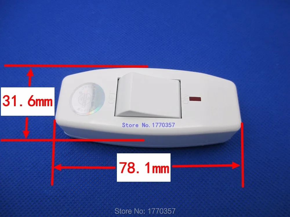 1PCS  Rocker Switch AC 110V 220V 6A Lnline ON/OFF Table Lamp Desk Light Cord Control Switch Indicator Cord Switch Inline LED