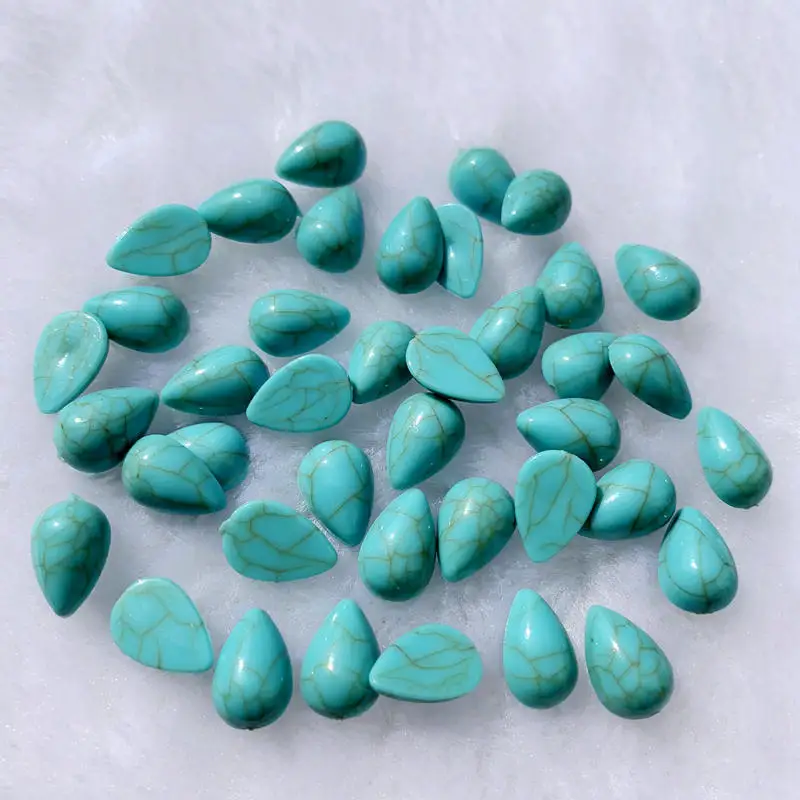 60pcs 8*12mm Tear drop Shape Vintage Turquoise Rhinestones Resin Stick On Rhinestones Stone For Wedding Dress -S434