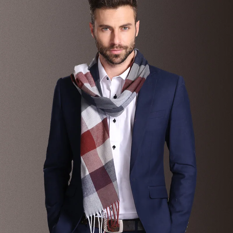 New Europe Fashion Shawl Scarves Men Winter Warm Tartan Scarf Business Sjaal Plaid Cotton Wraps Bufanda Foulard szaliki i chusty