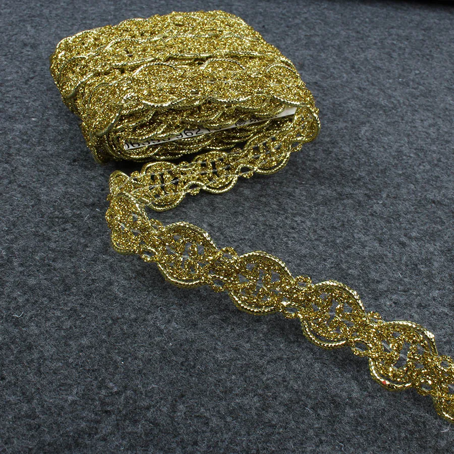 5 Yards/lot Gold Silver Polyester Curve Lace Ribbon Trims For Wedding Centipede Braided Sewing Garment Handmade Materials