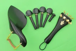 High quality New ebony violin parts 4/4, pegs, tailpiece, chinrest, endpin