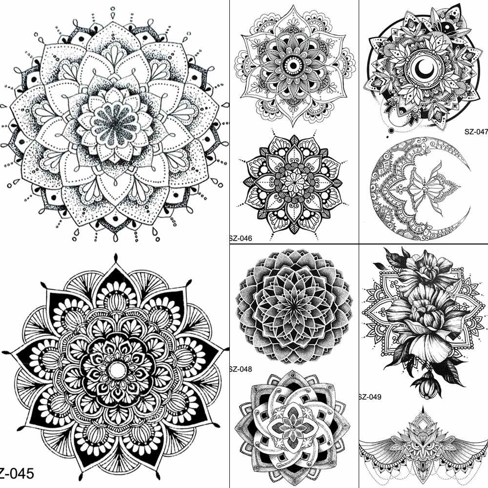 

FANRUI Women Body Arm Temporary Tattoos Stickers Mandala Henna Flower Tribal Totem Fake Tatoos Chest Waterproof Tattoo Supplies