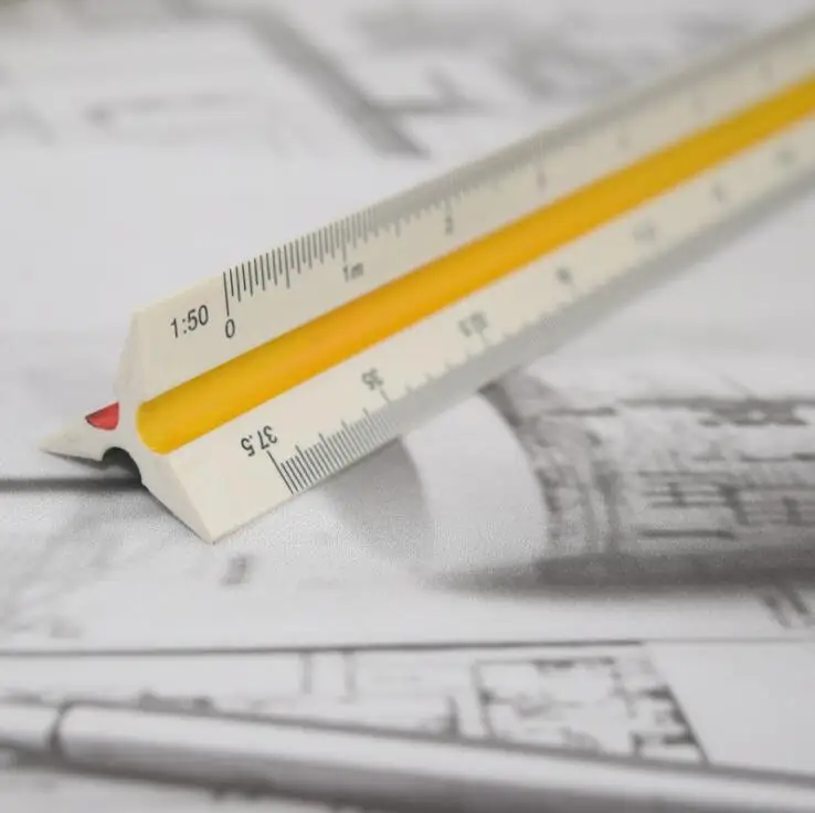 Regla de escala triangular de tres ángulos, regla de escala Mitsubishi multiproporción de 30cm, regla de dibujo