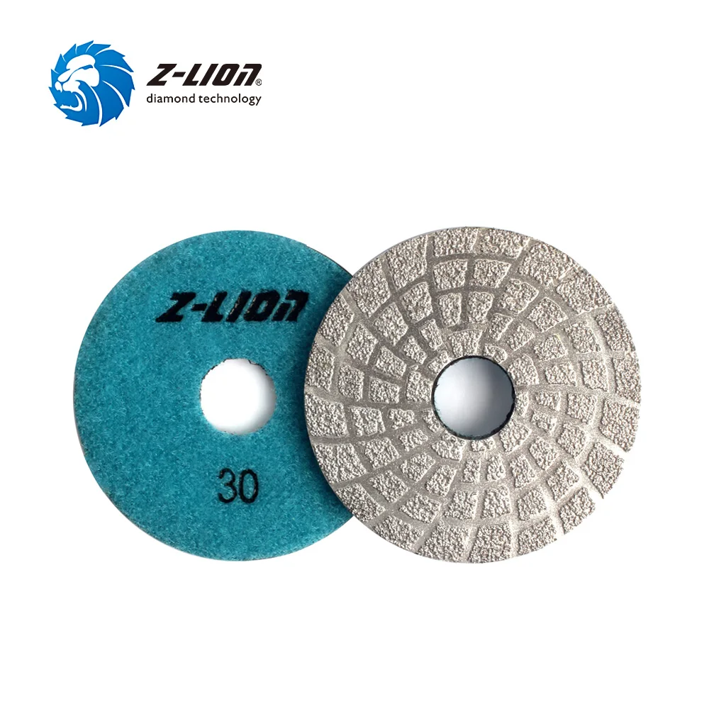 

Z-LION 3" 2 Pcs Diamond Grinding Disc Vacuum Brazed Polishing Pad Granite Marble Concrete Fast Polishing Grinding