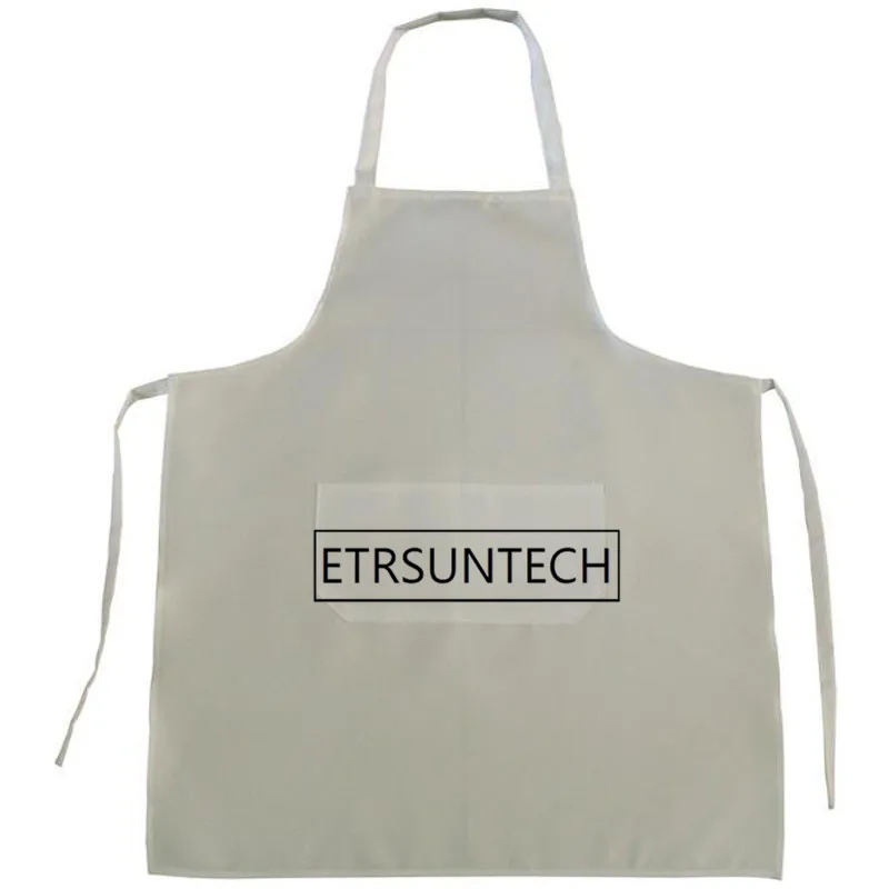 Halter-neck Style Sleeveless Kitchen Cooking Apron with Pocket White Cloth Aprons