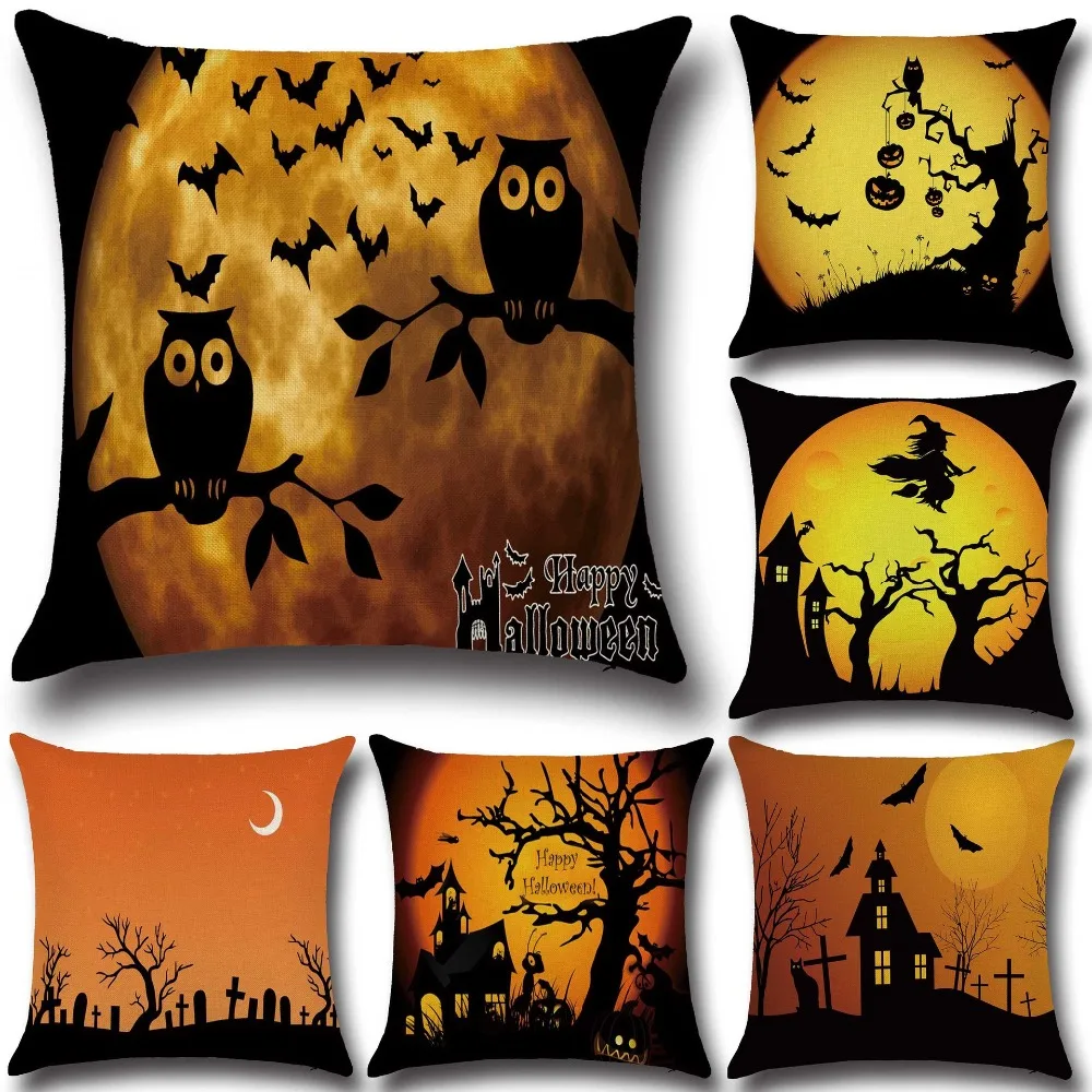 

45*45CM Halloween pillowcase Horror sofa cover print Owl Bat Terror House Giant Ant Pillow Cushion Pillow Case PP56