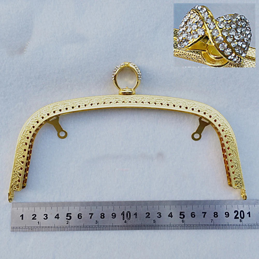 golden silver bronze color diamond buckle women coin bag metal clasp DIY purse frame 5pcs/lot