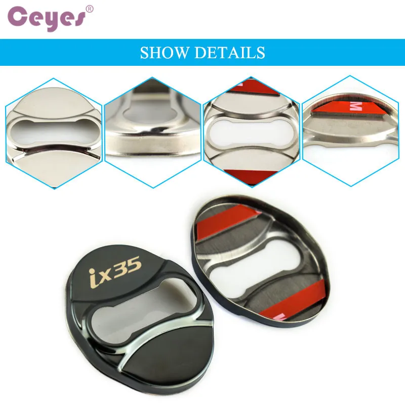 Ceyes Car Styling Auto Door Lock Protector Cover Fit For Hyundai IX35 2011 2016 Accessories Car-Styling 4pcs/lot Stainless Steel