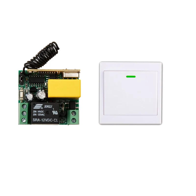 Smart 10A 220V 1CH 1 CH RF Remote Control Switch System For Stairs Ceiling LED Lamp Light Strips,Receiver +86 Wall Transmitter