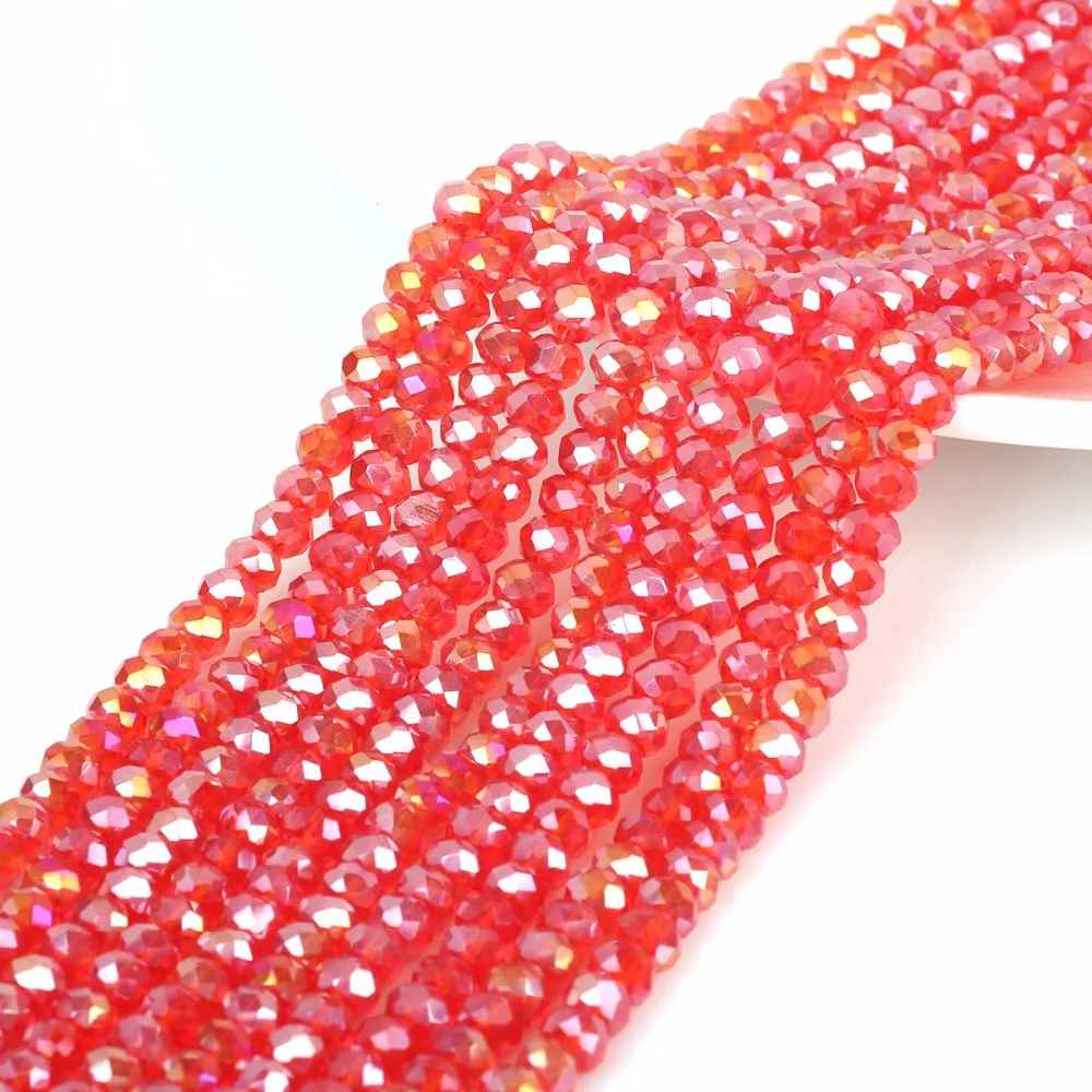 125Pcs/Lot Mix 23Colors Rondelle Faceted Beads 4mm Glass Czech Crystal Beads For Jewelry Making Loose Spacer Bead DIY Needlework