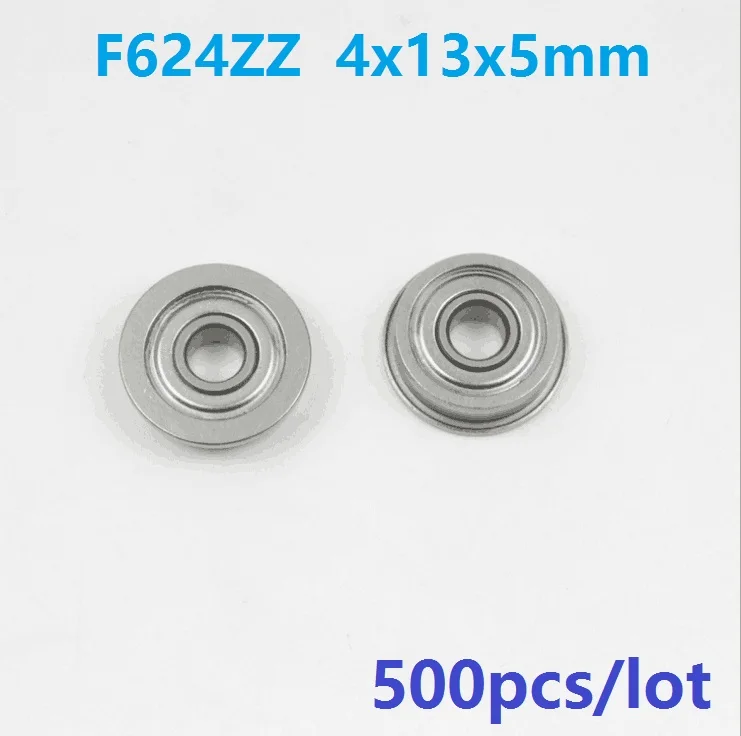 500pcs/lot F624ZZ F624Z F624 Z ZZ F624-ZZ 4x13x5 mm Miniature flange deep groove Ball Bearing 4*13*5mm metal shielded